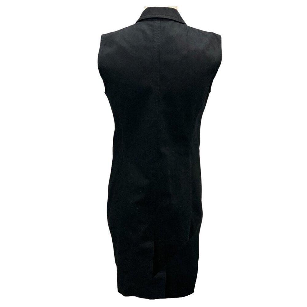 Celine Black / Gold Button-front Sleeveless Collared Cotton Dress - Picture 3 of 5
